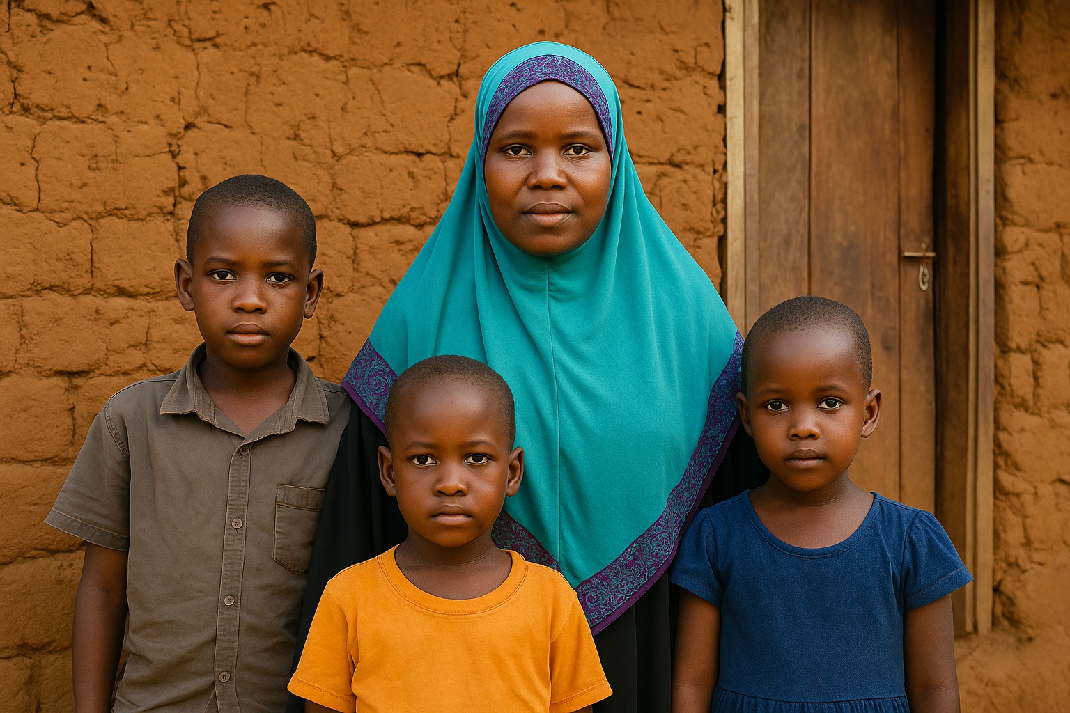Amina with her children